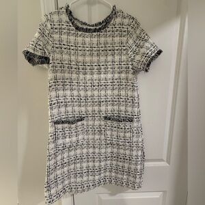 Chic Black and White Tweed Dress